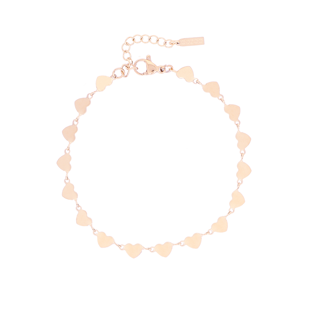 Rose coloured bracelet with hearts