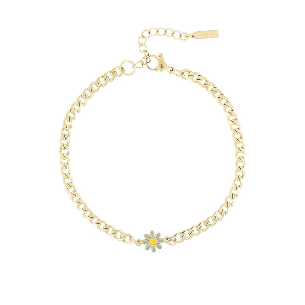 Gold coloured bracelet with flower charm