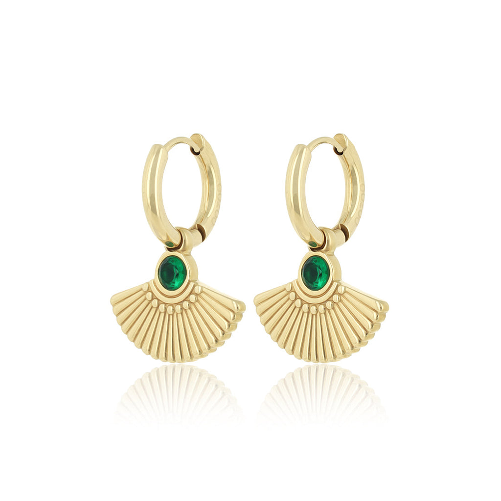 Gold Hoop Earrings with Peacock tail