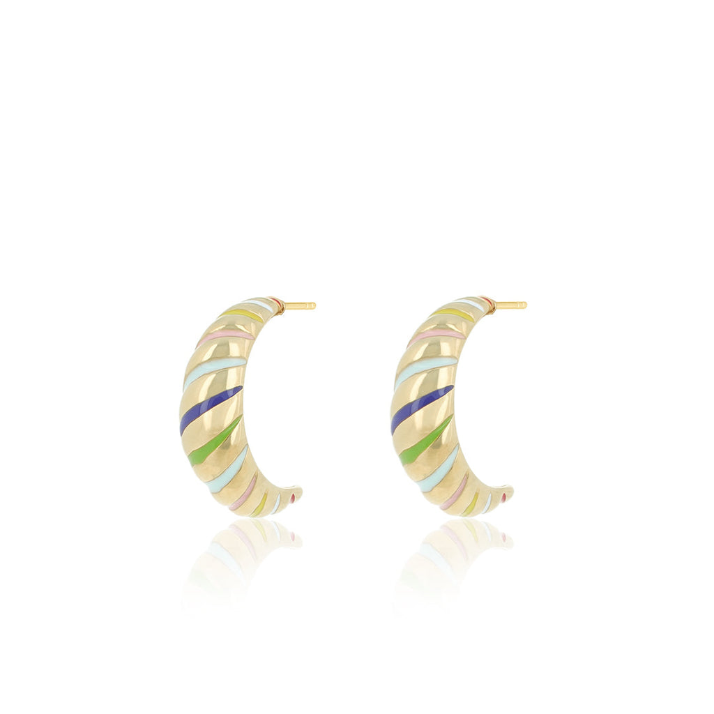 Gold Earrings with Rainbow