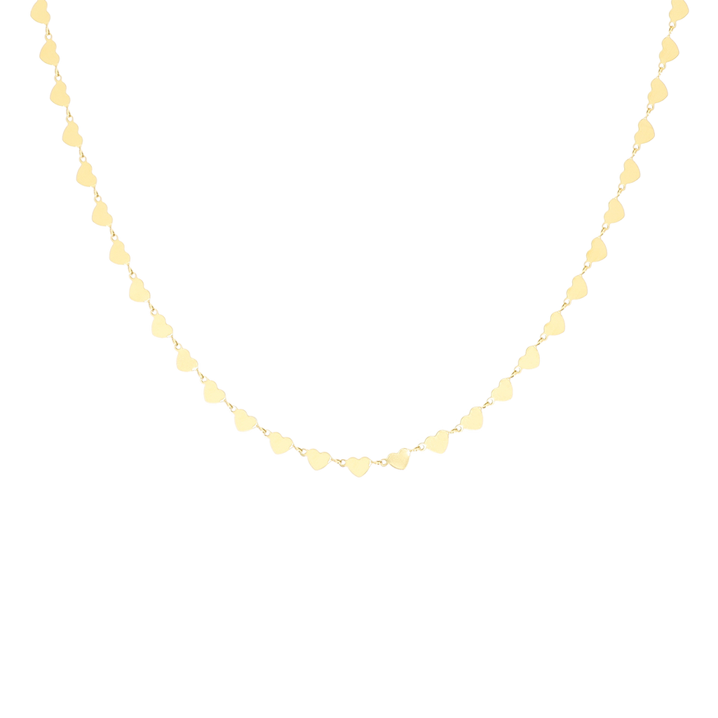 Gold coloured necklace with hearts