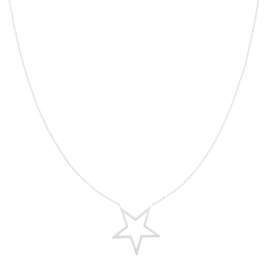 Silver coloured necklace with big star