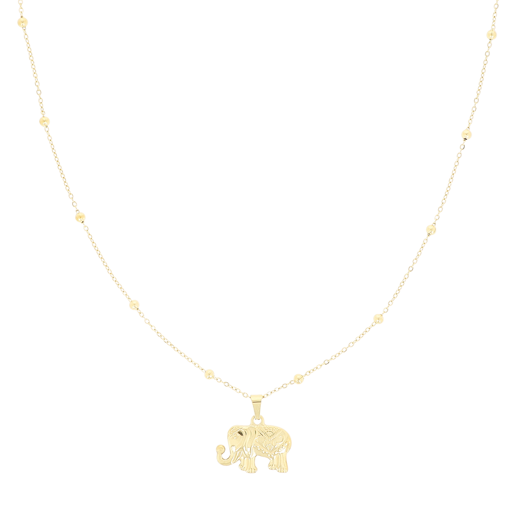 Gold coloured necklace with elephant charm