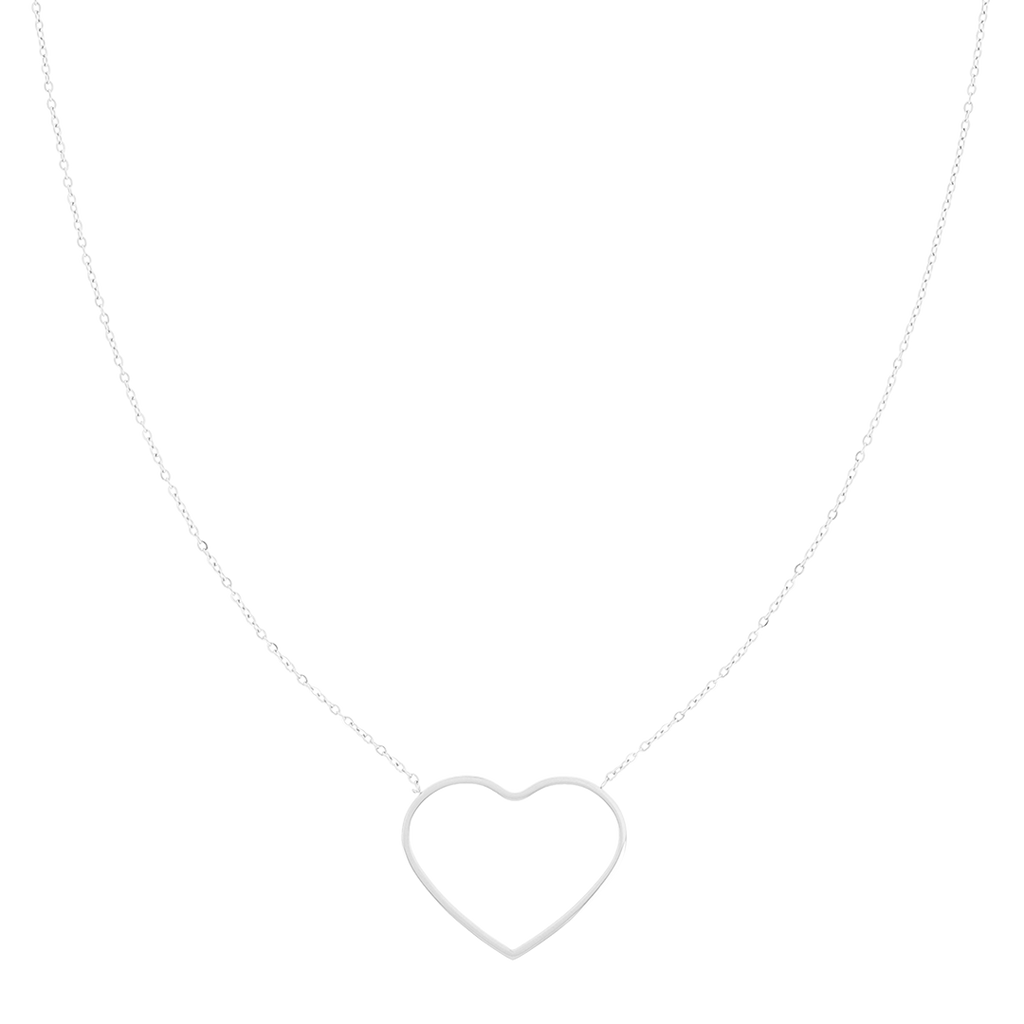 Silver coloured necklace with big heart