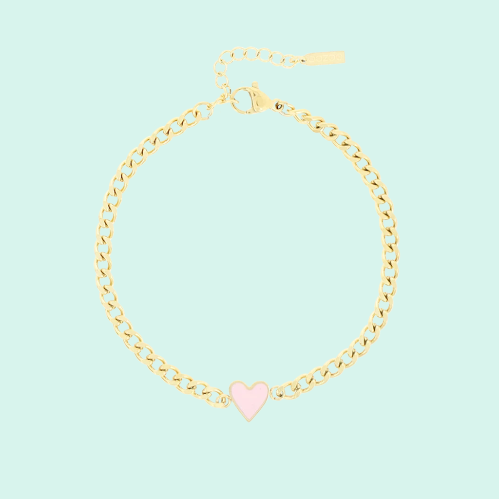 SB-1019 - Gold bracelet with red heart charm