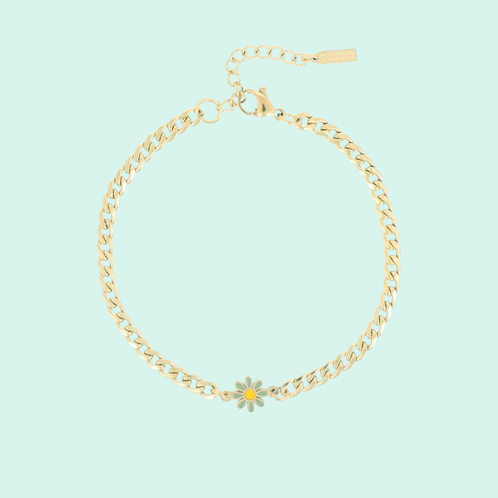 SB-1022 - Gold bracelet with flower charm
