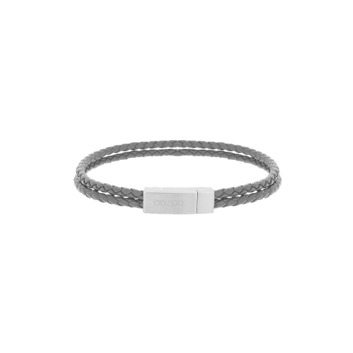 Grey Braided Leather Bracelet - SB-1055