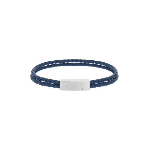 Blue Braided Leather Bracelet - SB-1056