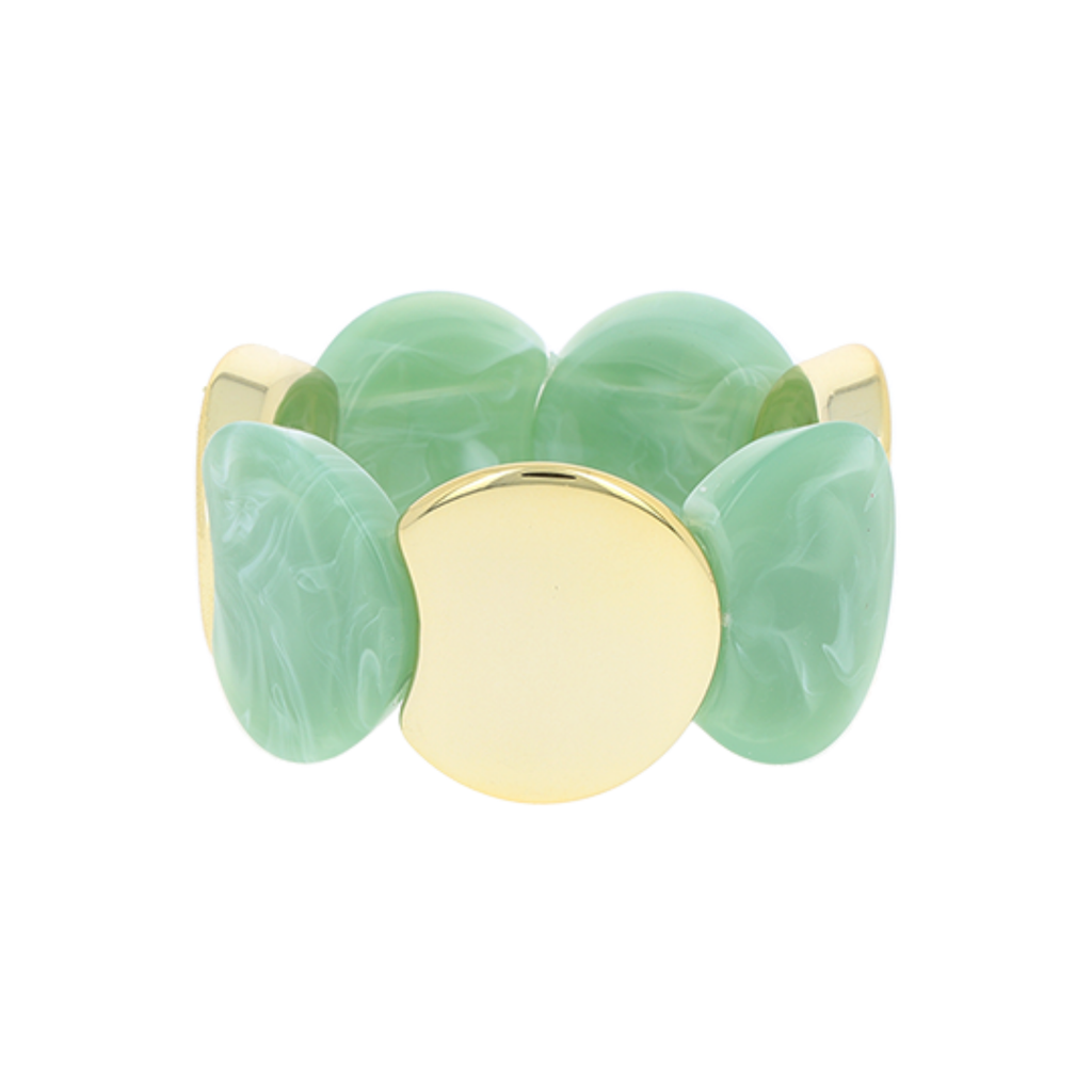 Gold coloured / green resin bracelet - SB-1093