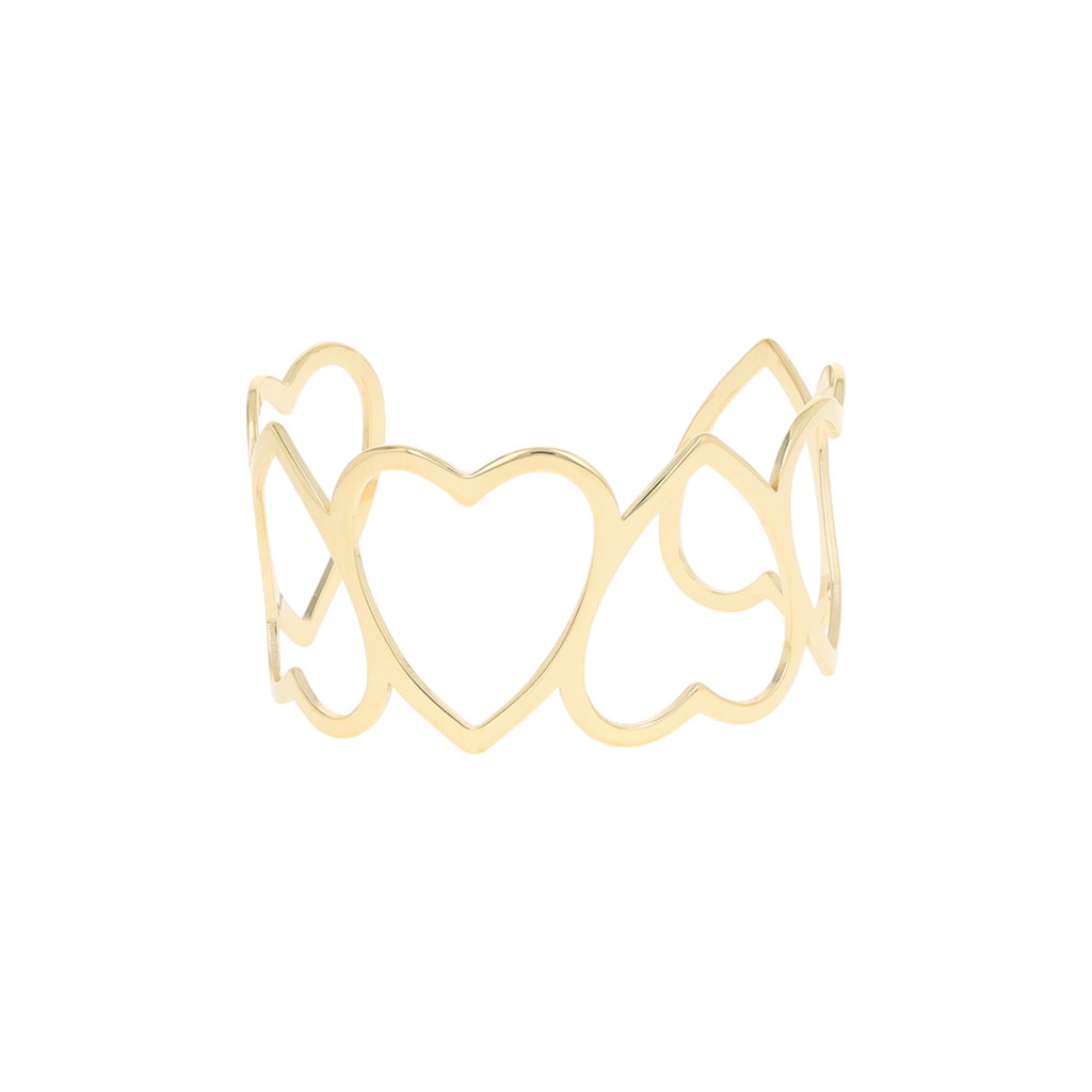 Gold coloured hearts bangle - SB-1098