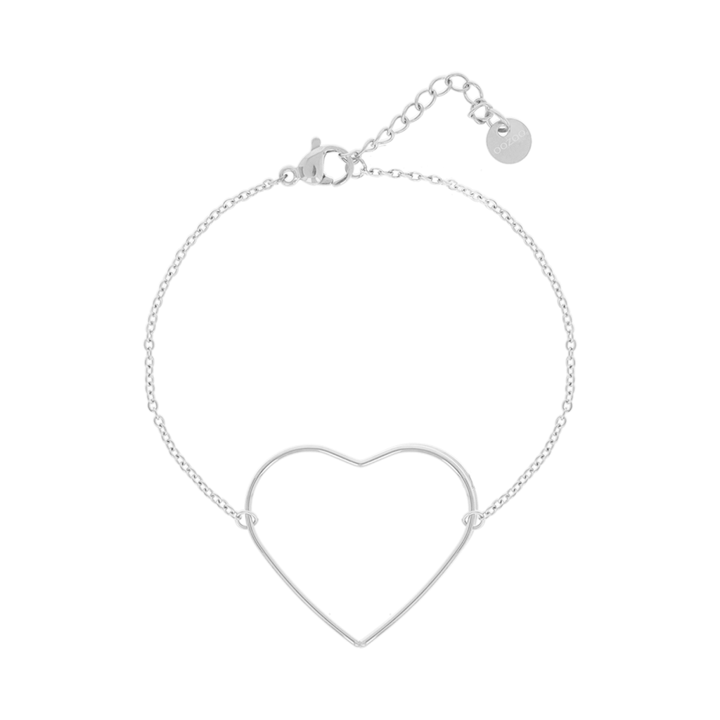 Silver coloured bracelet with heart - SB-1102
