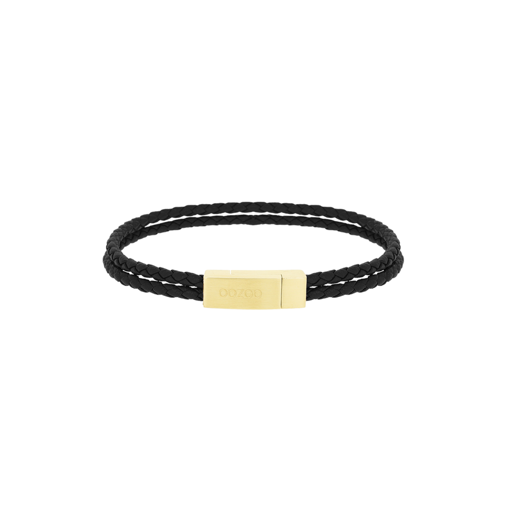 Black braided leather bracelet - SB-1104
