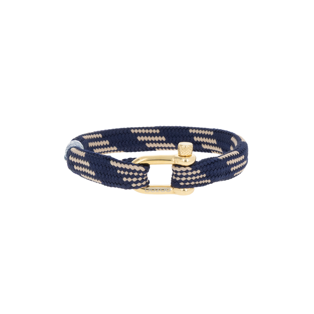 Dark blue/ivory nylon bracelet with gold coloured clasp - SB-1105