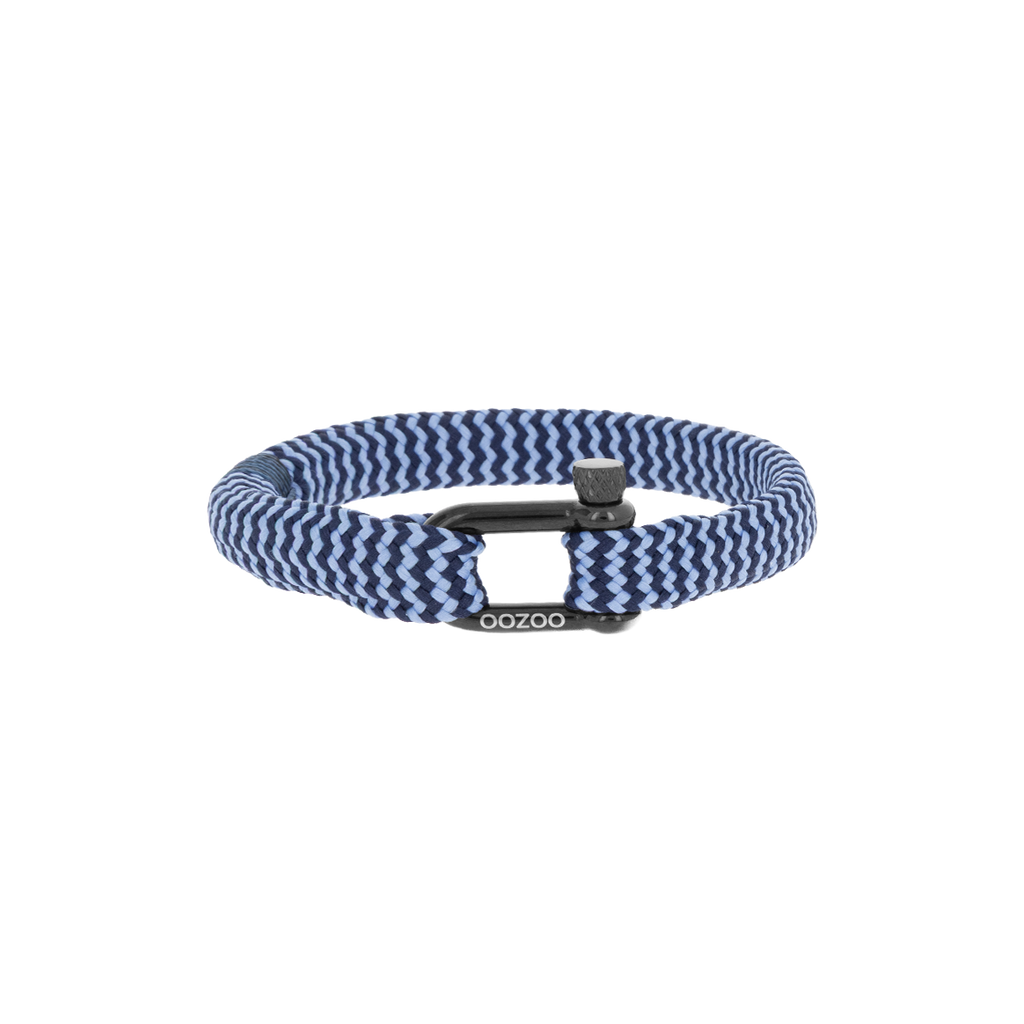 Blue/light blue nylon bracelet with black clasp - SB-1106