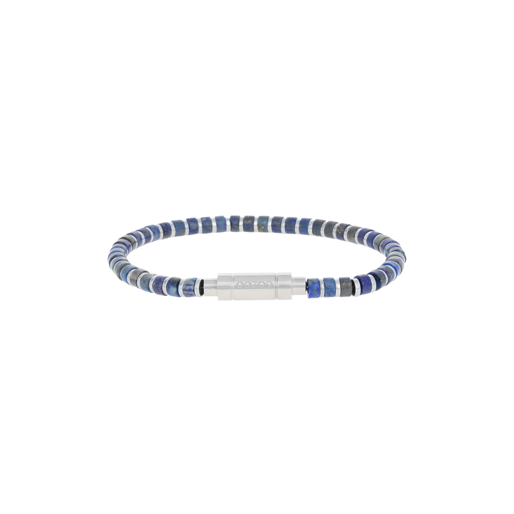 Blue beaded bracelet with silver coloured clasp - SB-1120