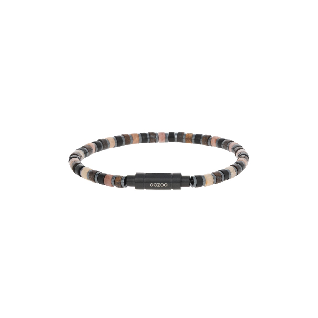Brown/black beaded bracelet with black clasp - SB-1122
