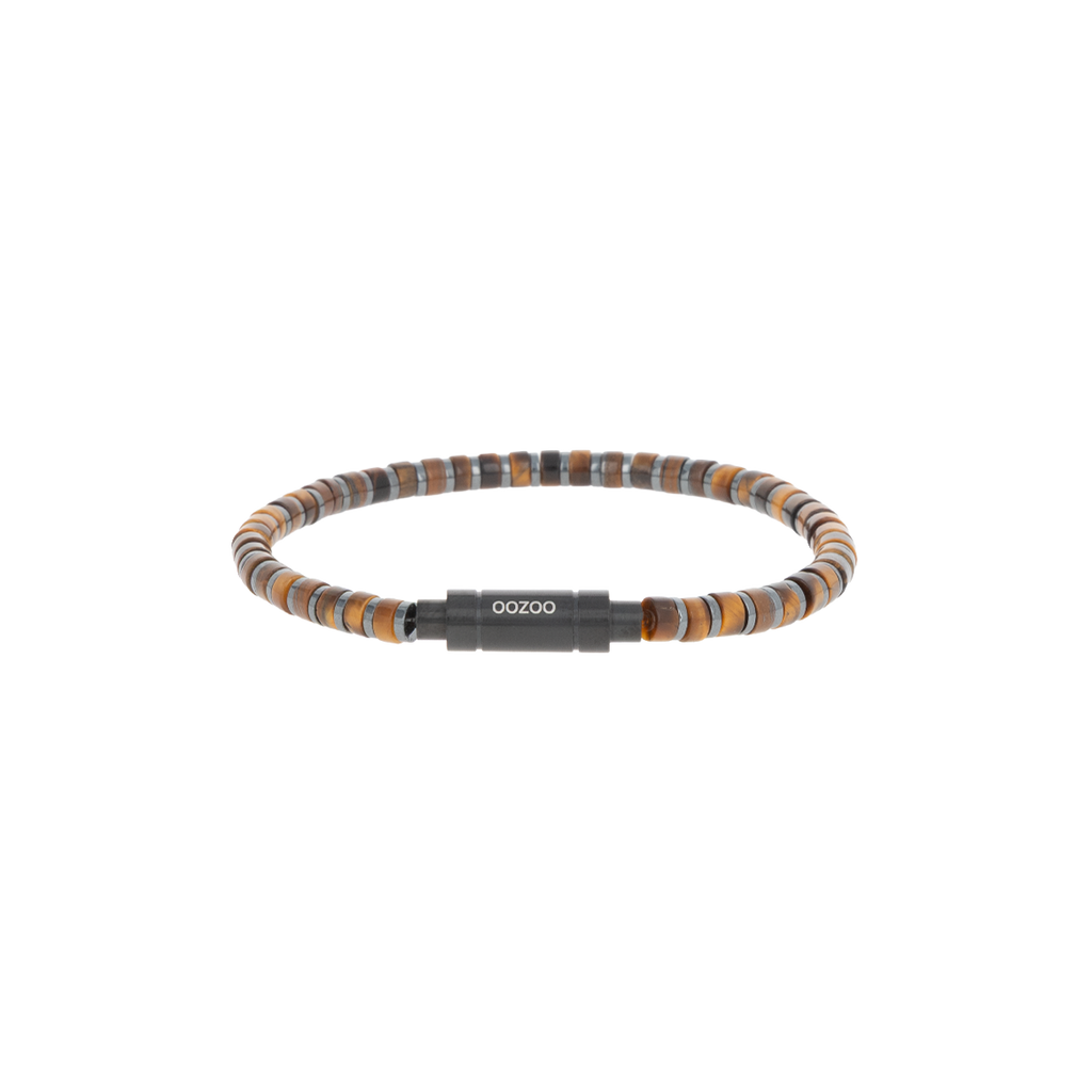 Brown beaded bracelet with black clasp - SB-1123