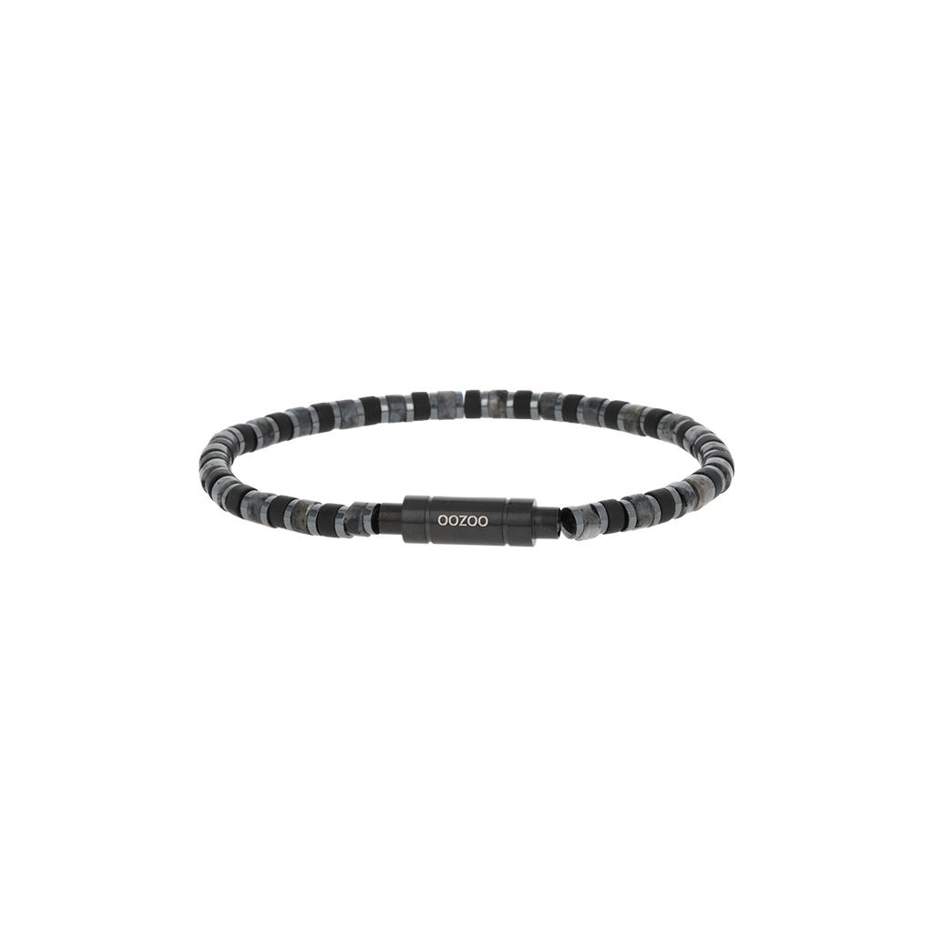 Grey beaded bracelet with black clasp - SB-1124