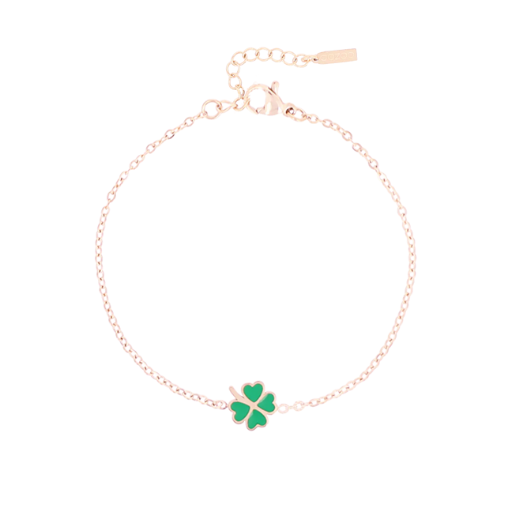 Rose Gold Bracelet with a Green Clover