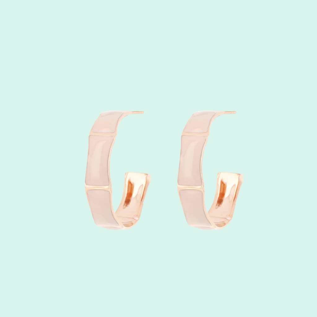 SE-3041 - Rose gold earrings with hoops pink