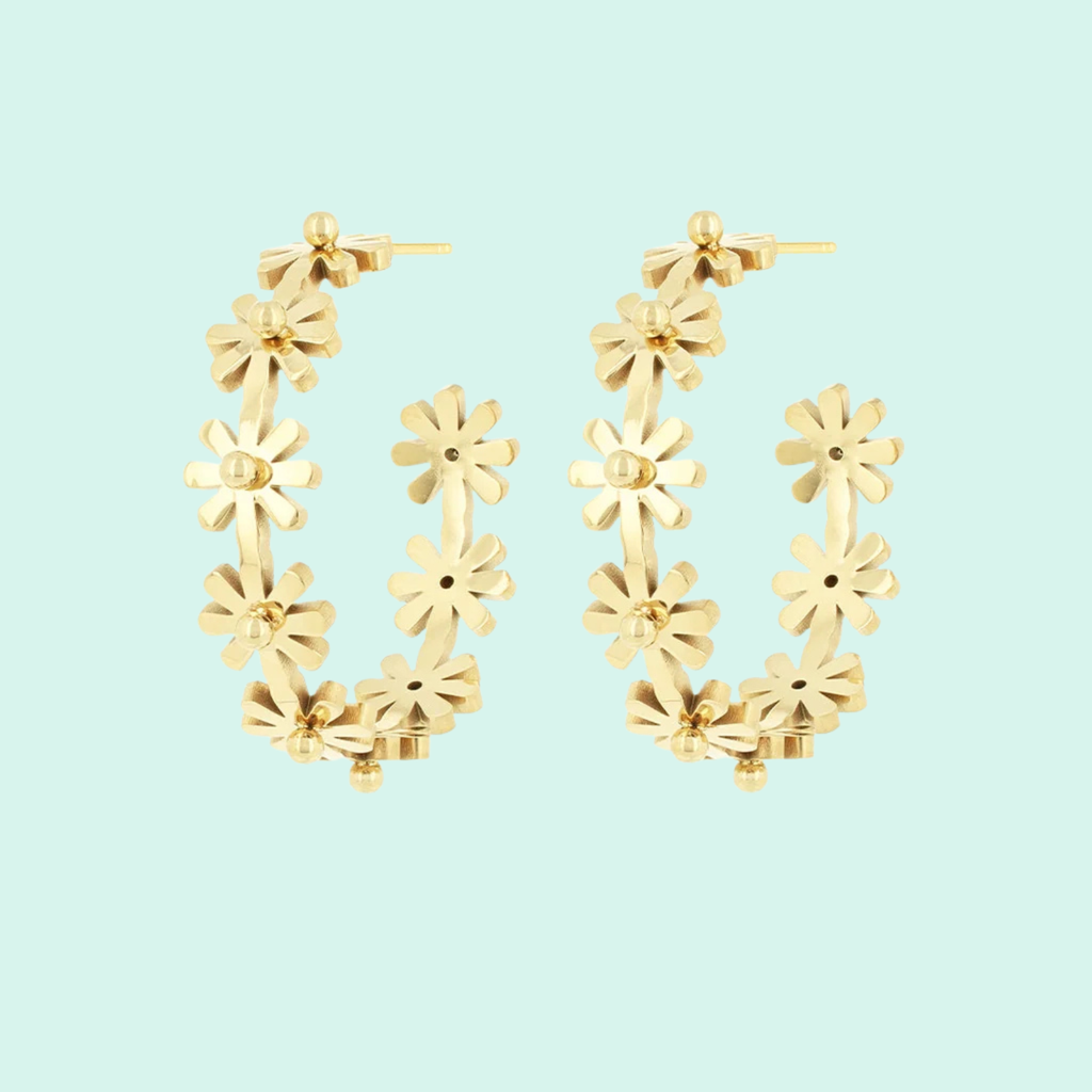 SE-3043 - Gold earrings with flowers