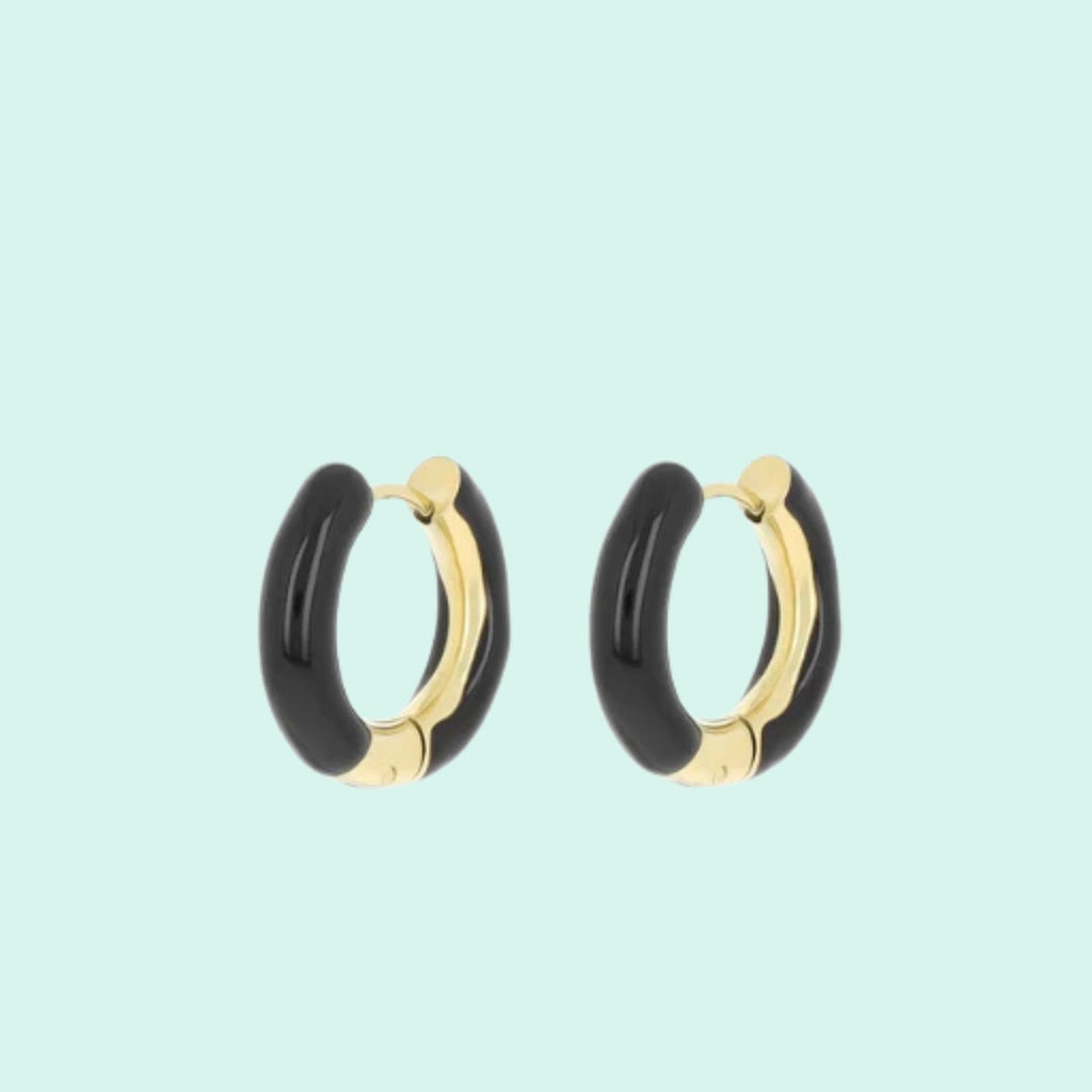 SE-3053 - Gold & black hoop earrings