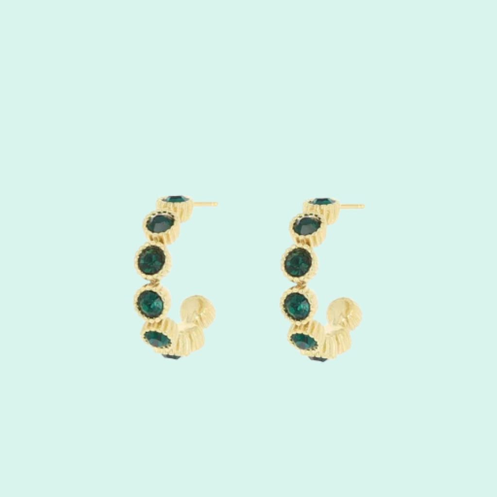 SE-3057 - Gold earrings with green stones