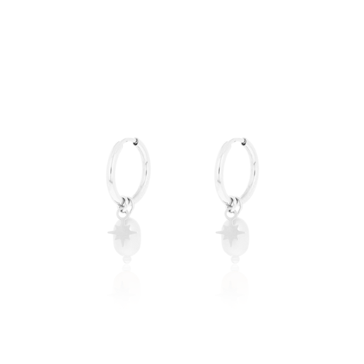 Silver earrings with star & pearl charms
