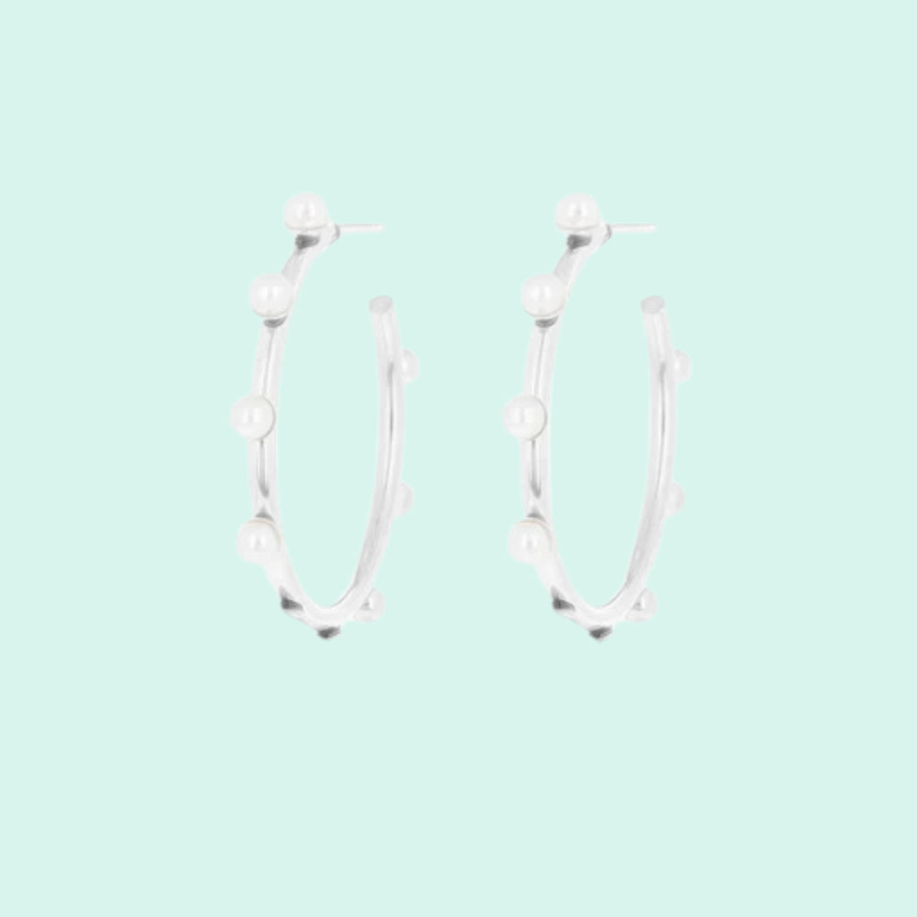 SE-3064 - Silver earrings with pearls - Large