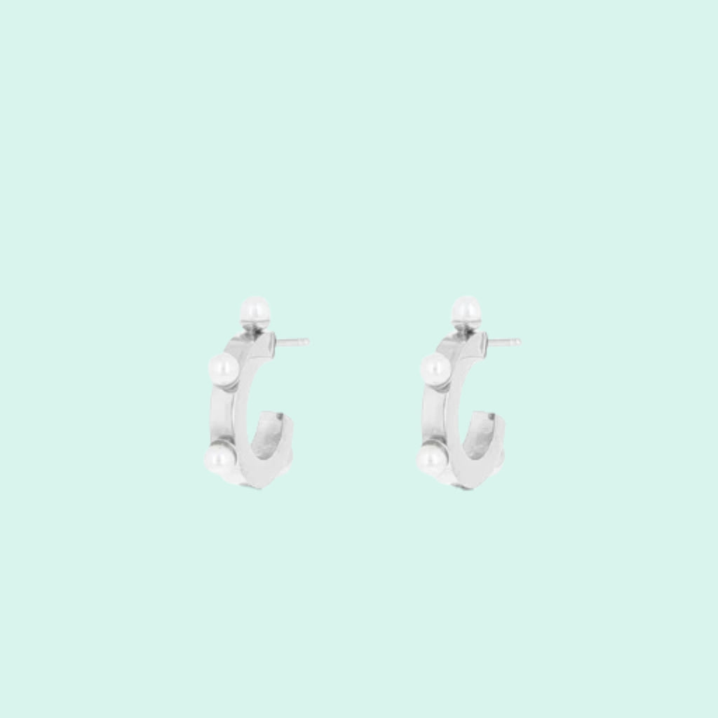 SE-3066 - Silver earrings with pearls - Small