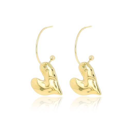 Gold earrings with heart
