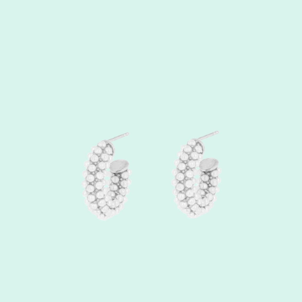 SE-3076 - Silver earrings with small pearls