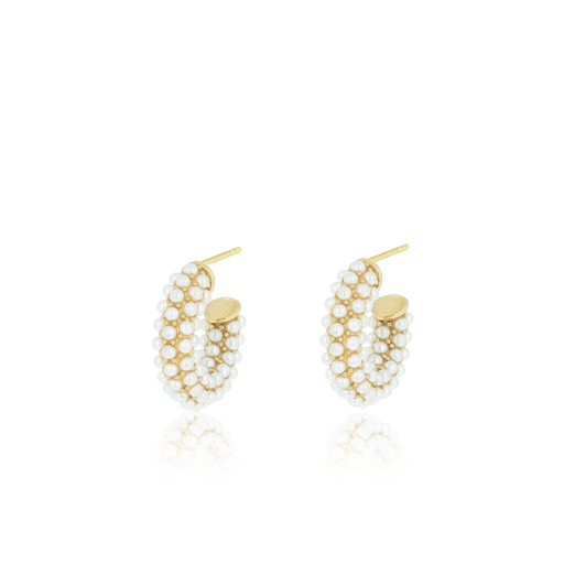 Gold earrings with small pearls