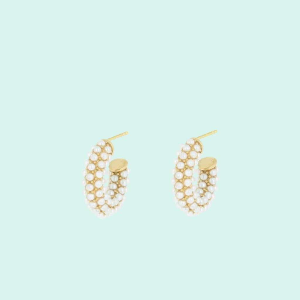 SE-3077 - Gold earrings with small pearls