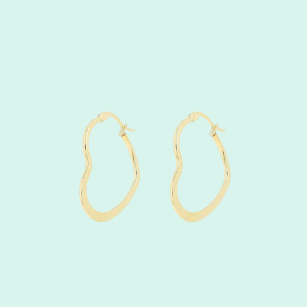 SE-3099 - Brushed gold coloured hoop earrings with heart shape (30mm)