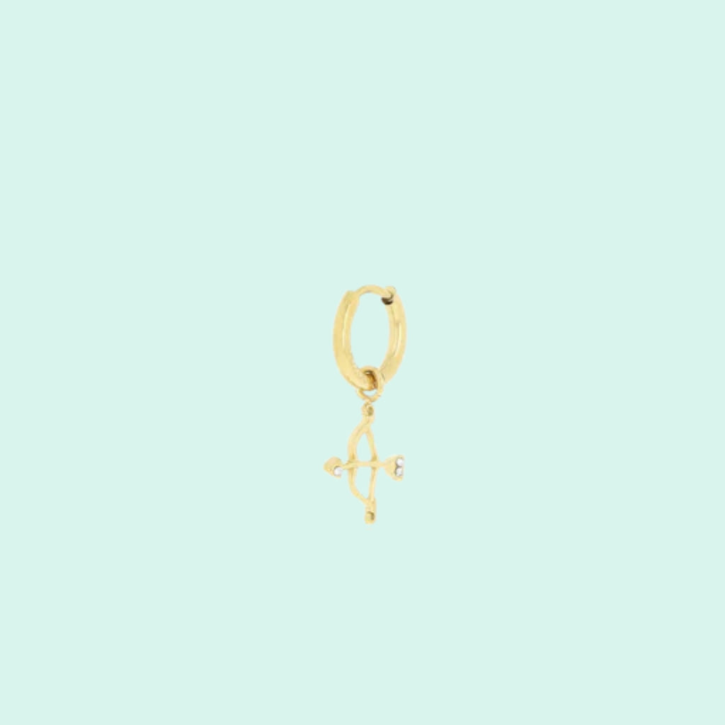 SE-3088 - Gold Hoop Earrings with Bow and Arrow
