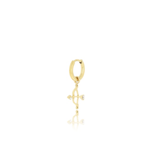 Gold Hoop Earrings with Bow and Arrow