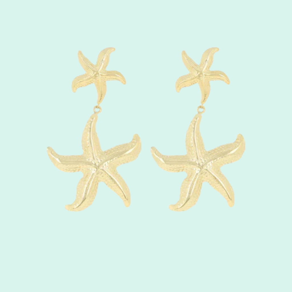 SE-3093 - Gold Stud Earrings with Starfishes