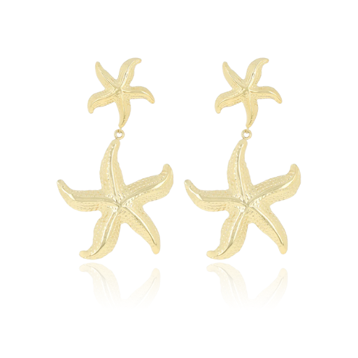 Gold Stud Earrings with Starfishes