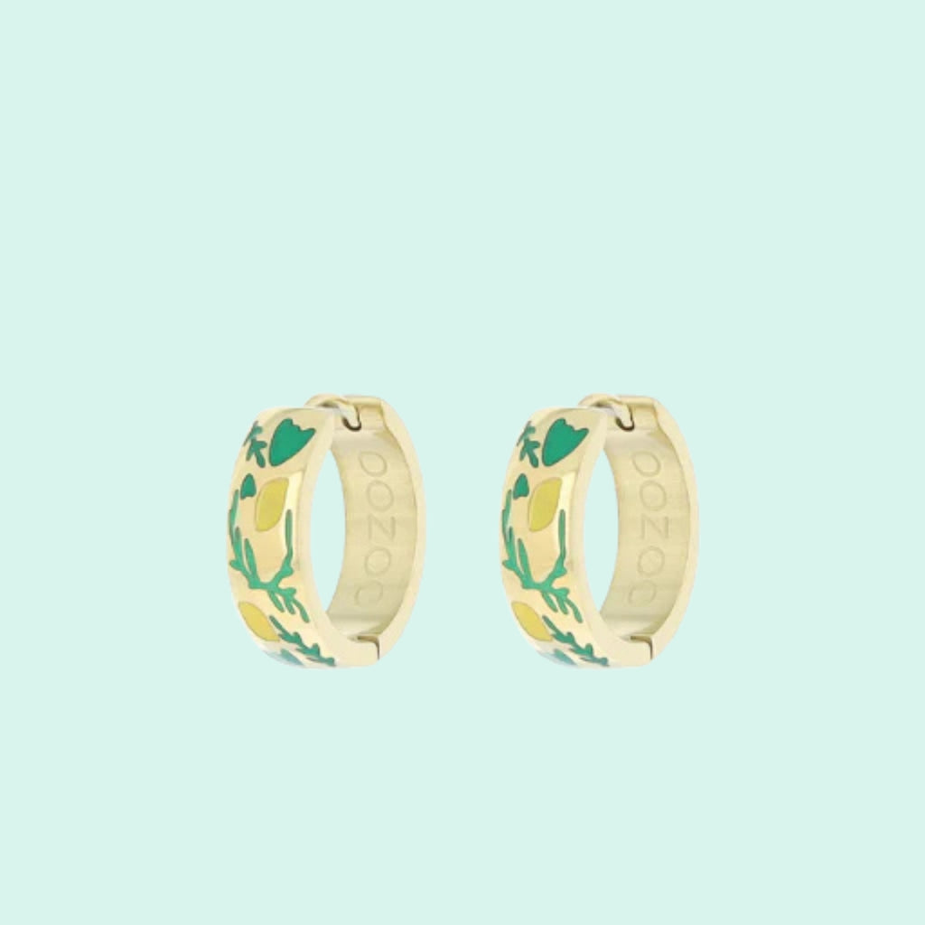 SE-3094 - Gold Hoop Earrings with Lemons