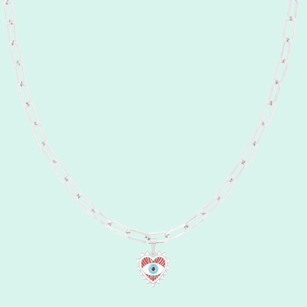 SN-2018 - Silver necklace with evil eye charm
