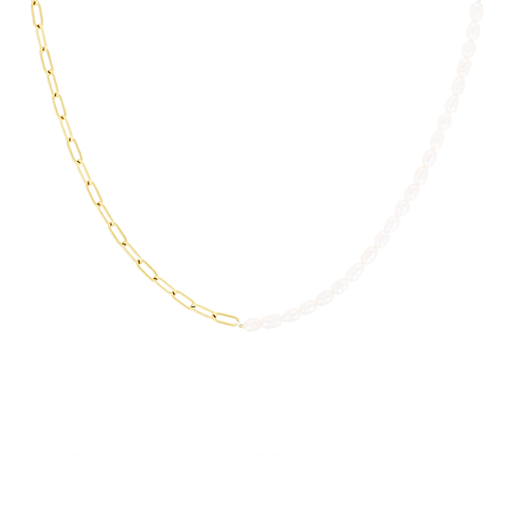 Gold chunky chain and pearl necklace
