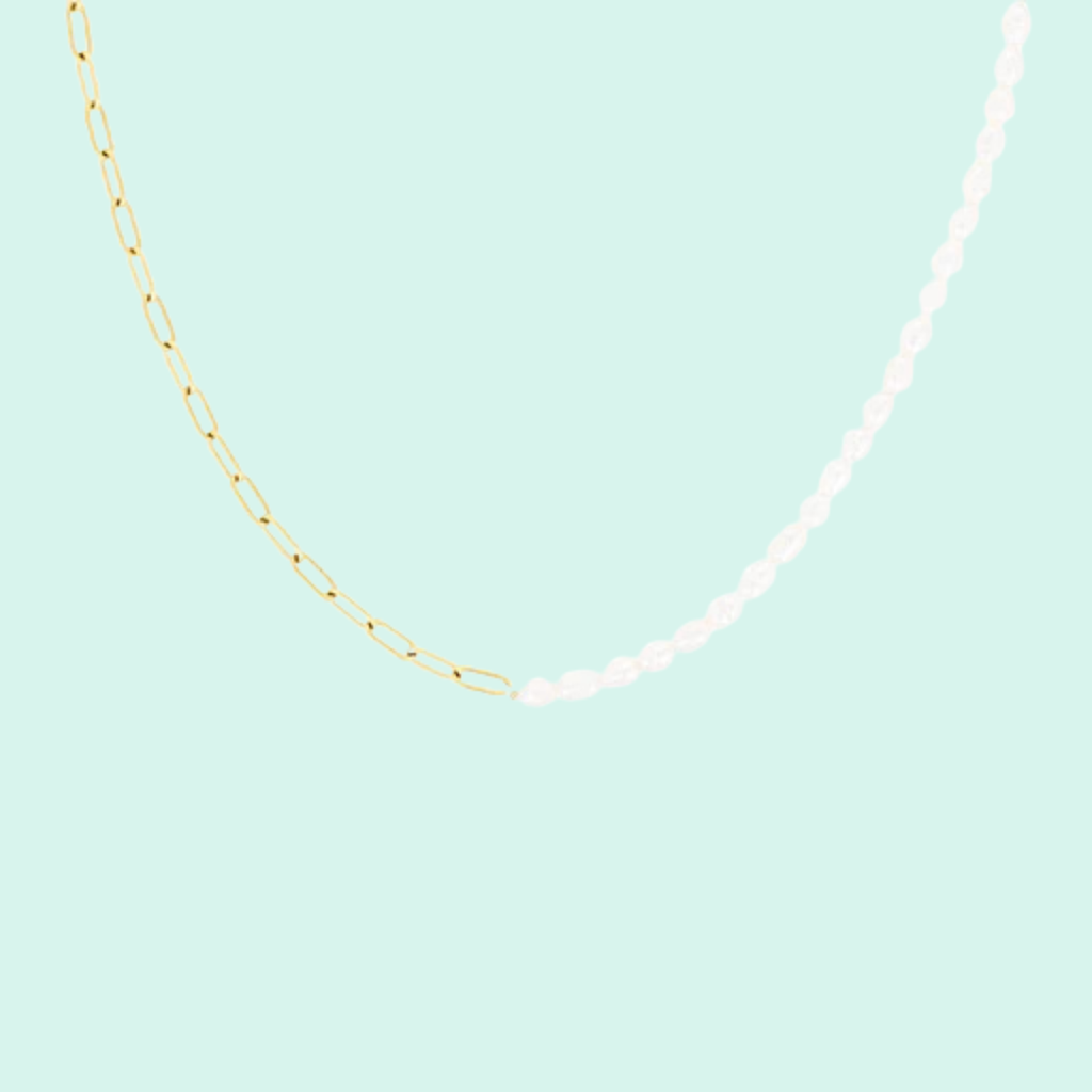 SN-2055 - Gold chunky chain and pearl necklace