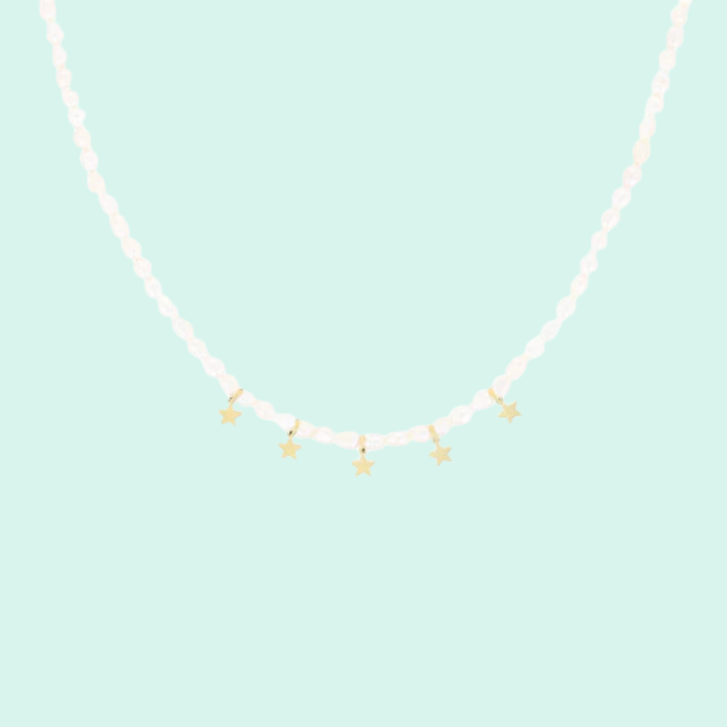 SN-2056 - Pearl & gold necklace with stars