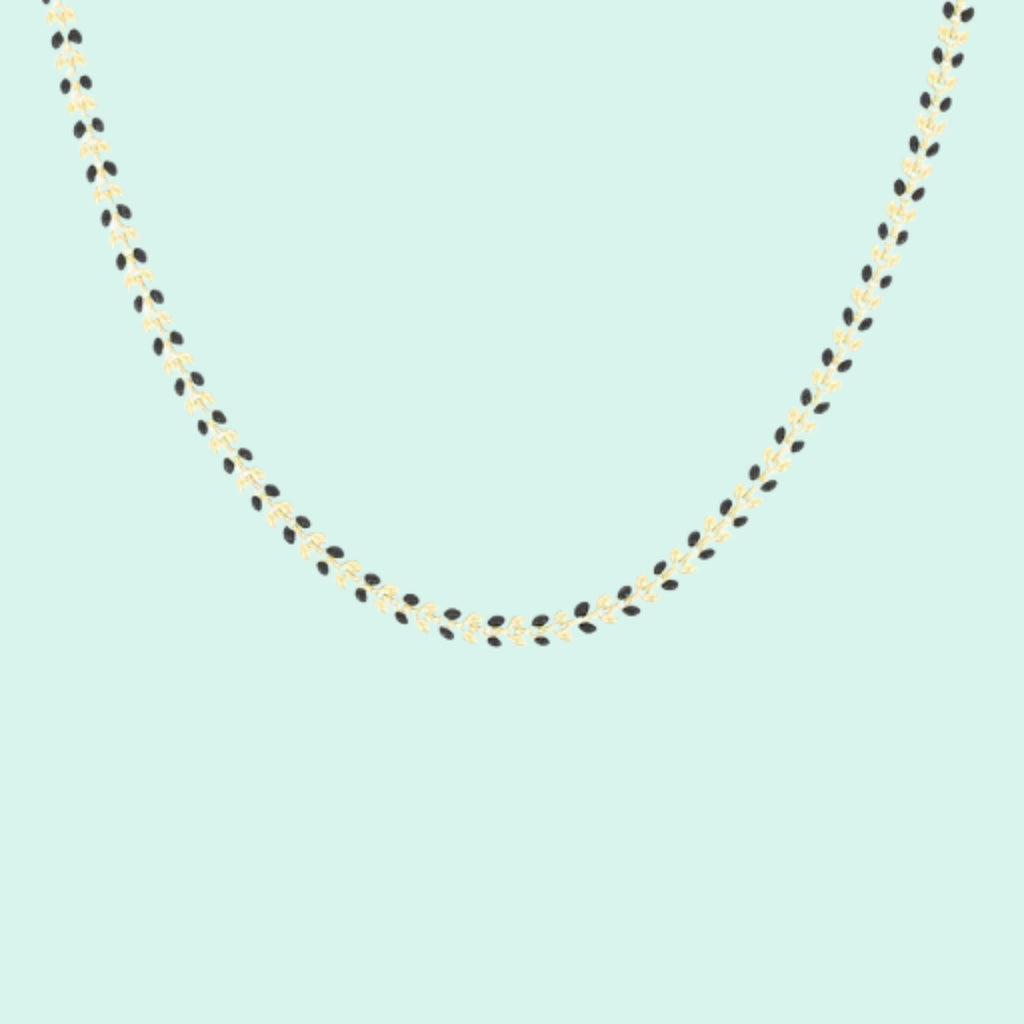 SN-2057 - Gold & black necklace with leaves