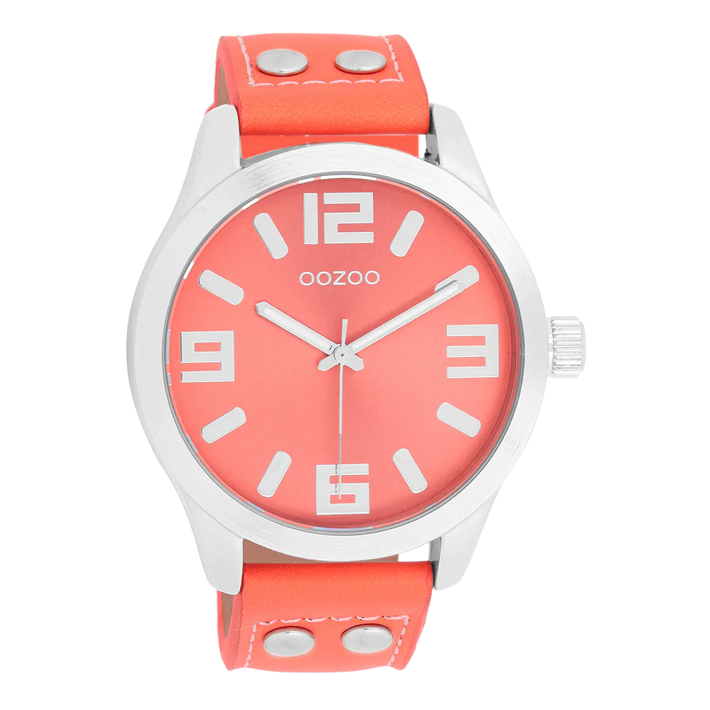 C1073 / 46mm / Silver / Coral Coloured