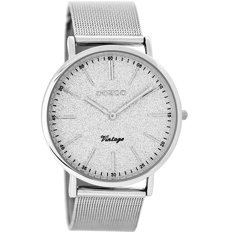 C8199 / 40mm / Glitter / Mesh / Silver / Silver