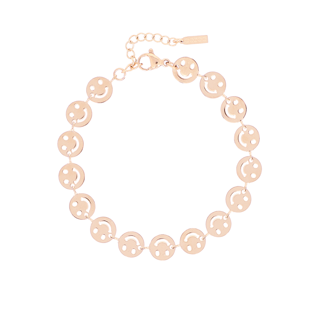 Rose coloured bracelet with smileys