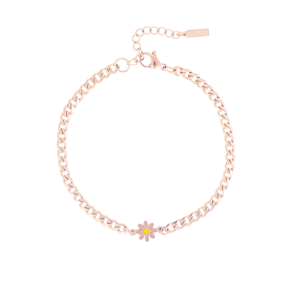 Rose coloured bracelet with flower charm