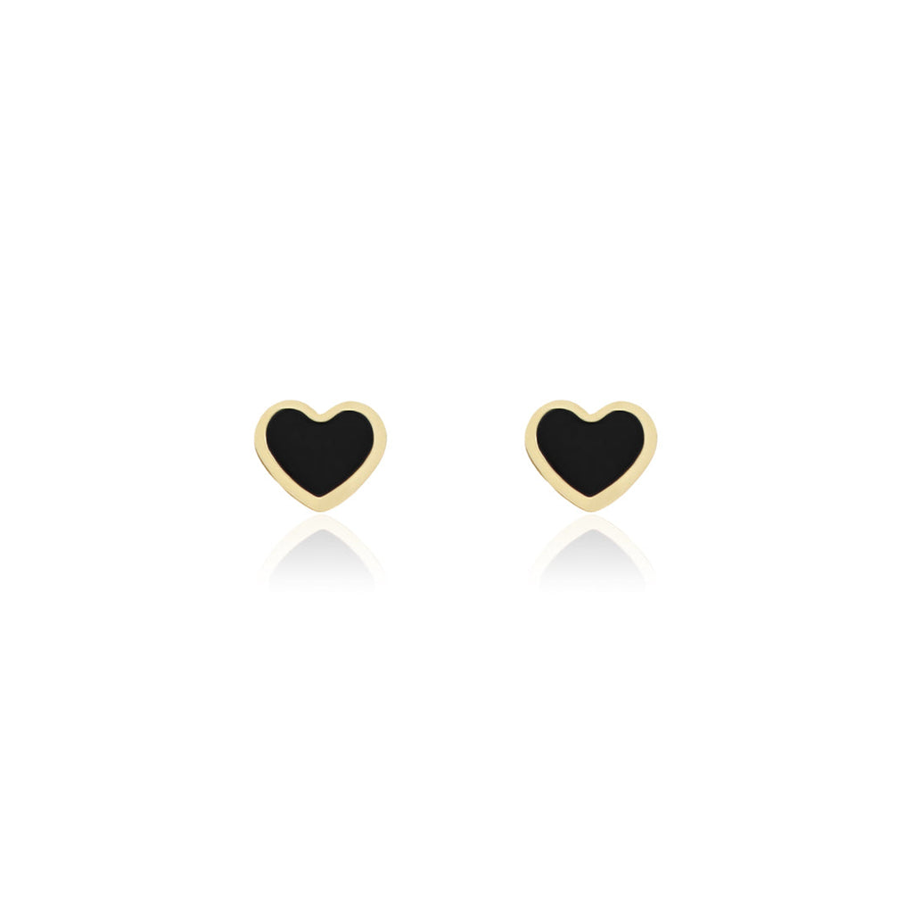 Gold Earrings with Black heart
